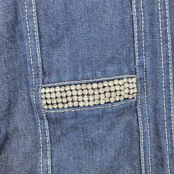 Vintage Y2K South Pole Button Up Bling Embroidered Dark Wash Denim Jacket XL - Picture 3 of 12